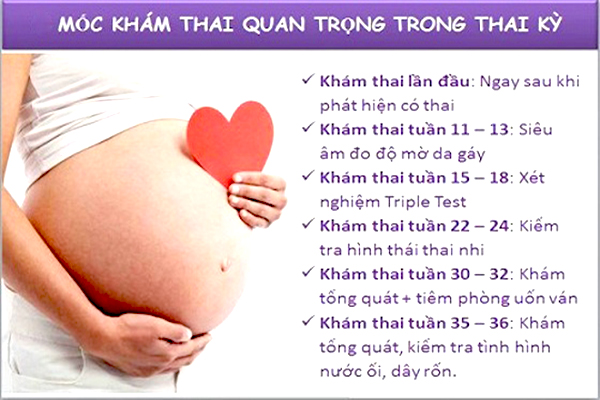 Các mốc thời gian khám thai các mẹ bầu cần ghi nhớ
