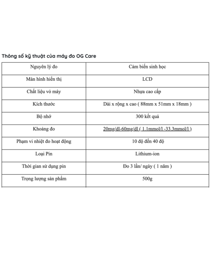 OGCARE Máy Đo  Đường Huyết - Tiểu Đường