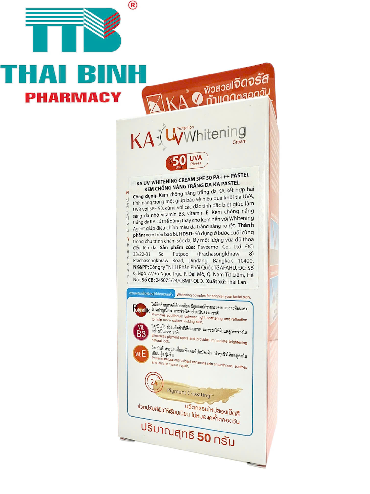 Kem Chống Nắng Nâng Tone Trắng Da KA Pastel 50g