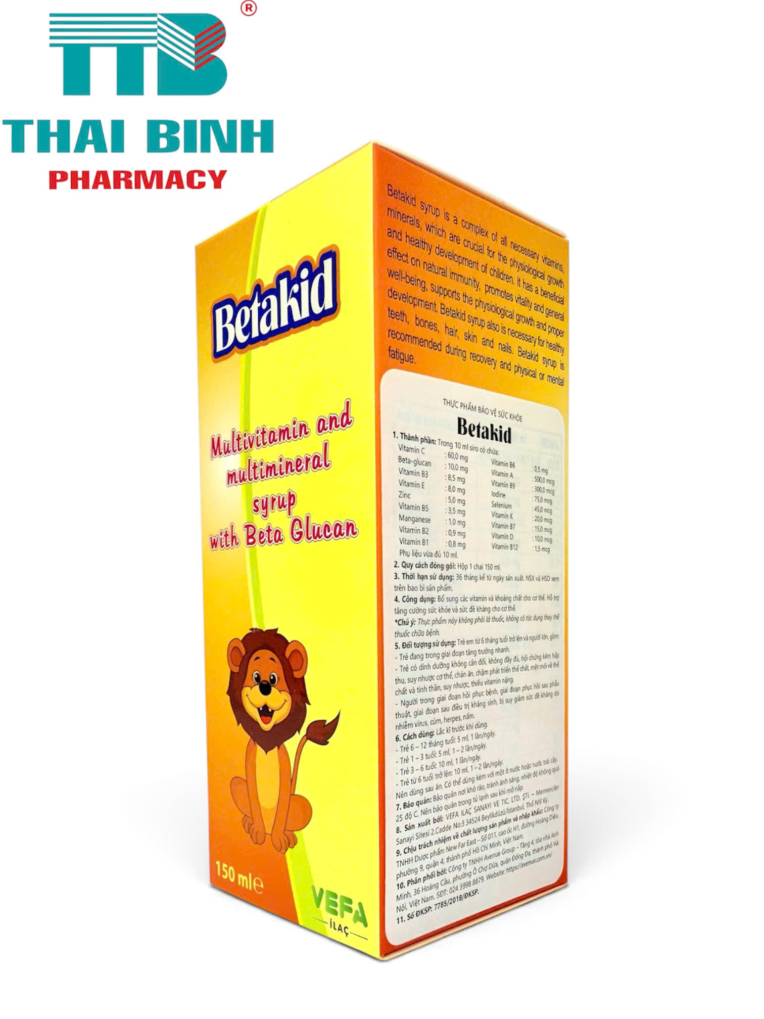 Betakid Siro 150ml - Hỗ trợ tăng cường sức đề kháng, bổ sung vitamin và khoáng chất