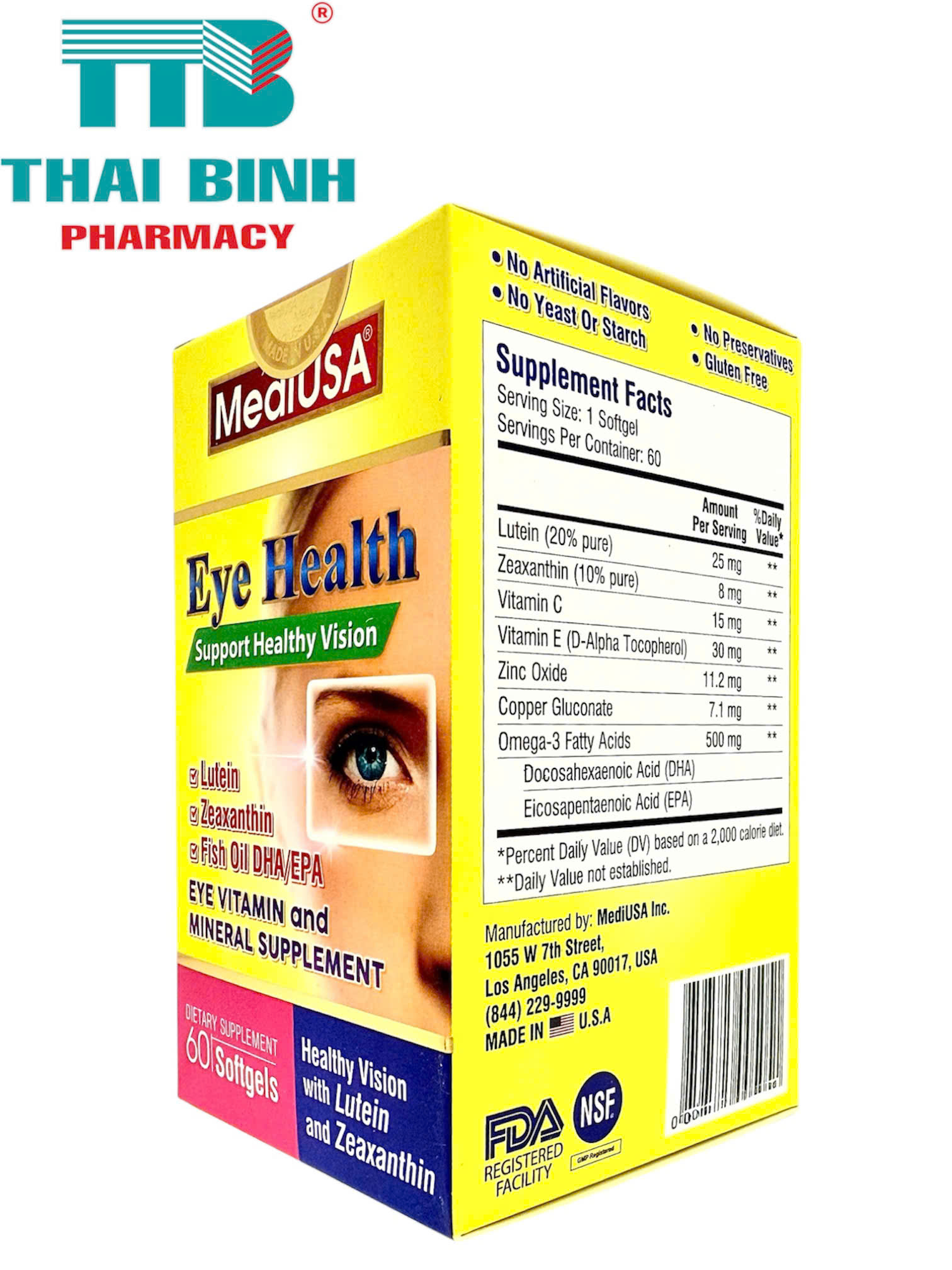MediUSA Eye Health hộp 60 viên - Viên uống bổ mắt