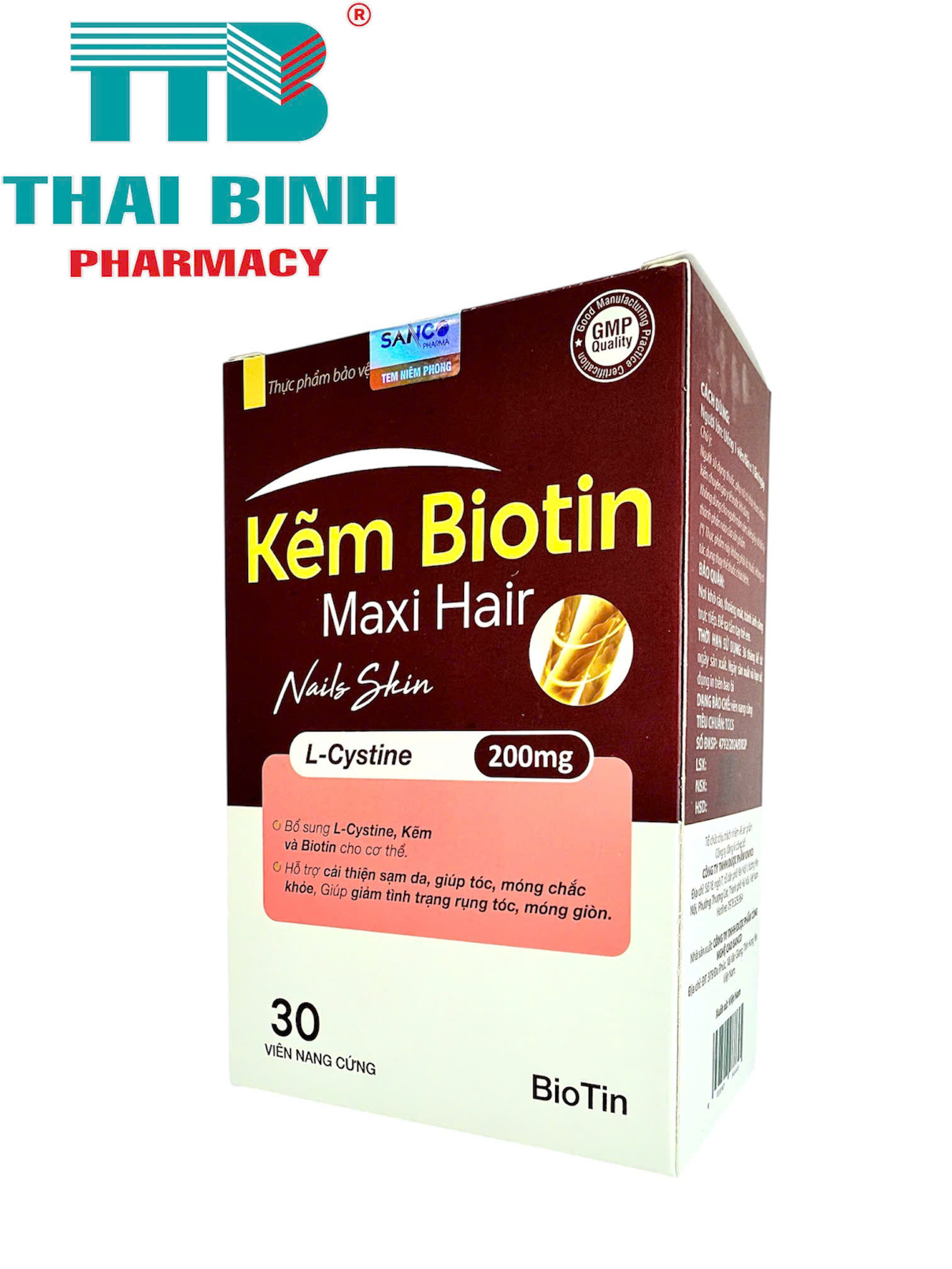 Kẽm Biotin Maxi Hair Nails Skin Hộp 30 viên - Giúp tóc, móng chắc khỏe