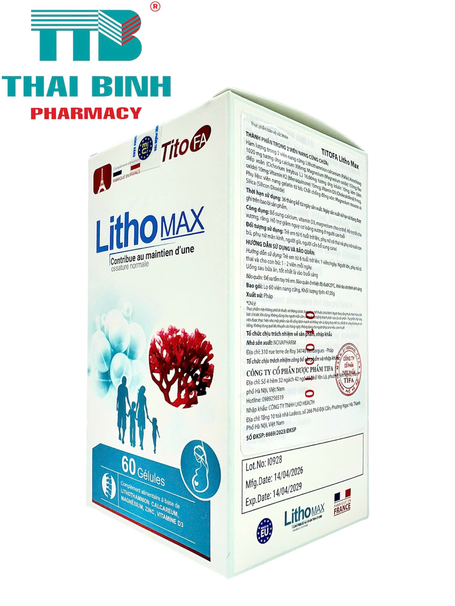 Litho Max Hộp 60 viên - Bổ sung canxi từ tảo biển đỏ