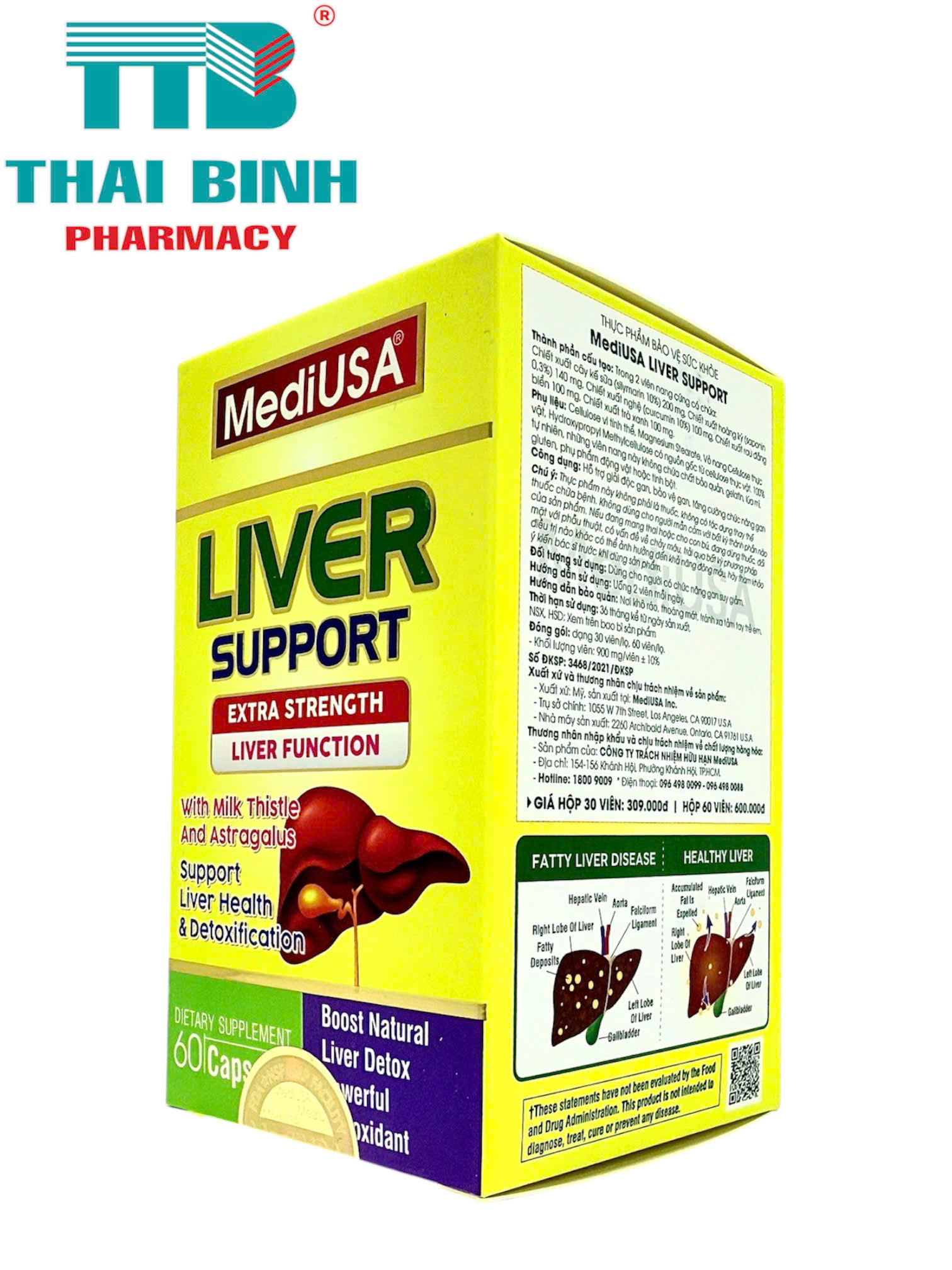 MediUSA Liver Support hộp 60 viên - Hỗ trợ các bệnh về gan, mát gan