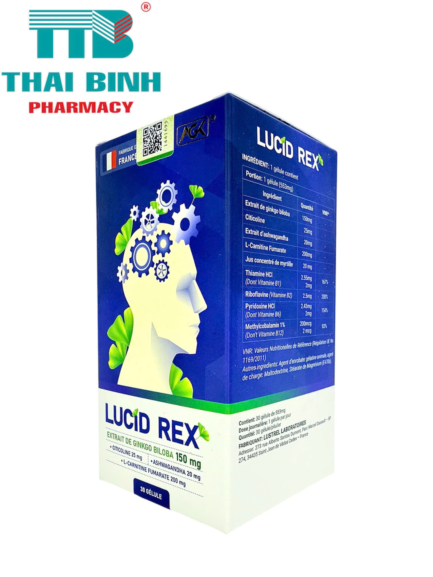 Lucid Rex AGK 150mg Lọ 30 viên - Viên uống bổ não