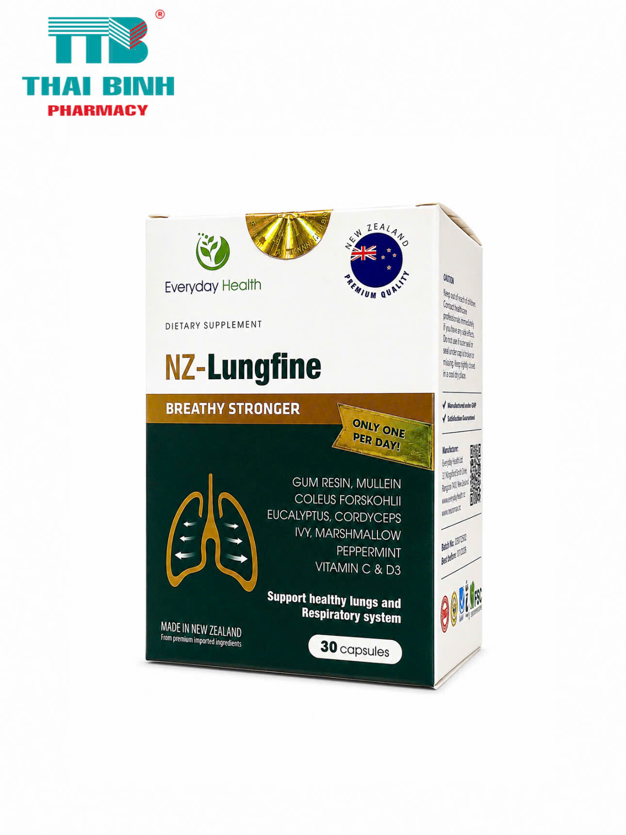 NZ Lungfine Everyday Health H/30v - Giảm viêm phế quản và tăng cường chức năng phổi