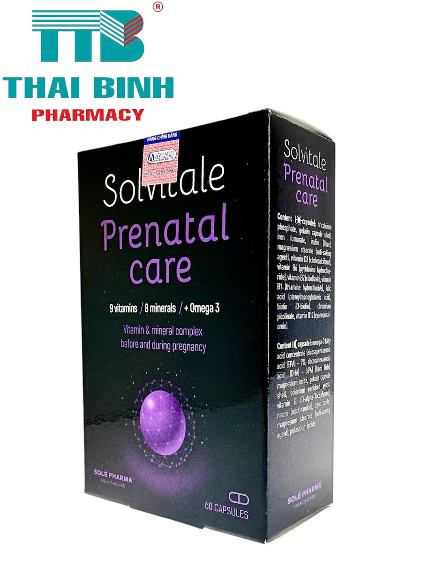 Solvitale Prenatal Care Hộp 60 viên - Bổ sung DHA và vitamin cho mẹ bầu