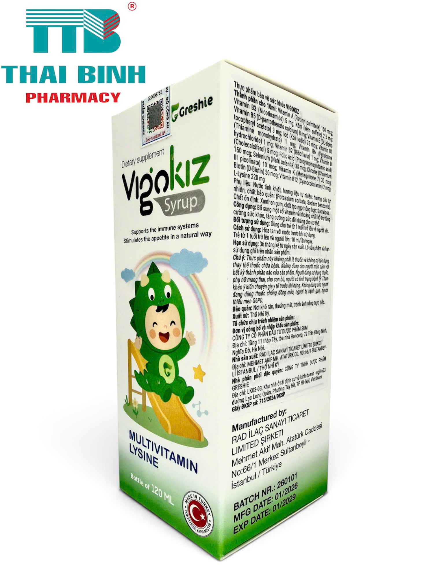 Vigokiz Syrup 120ml - Hỗ trợ ăn ngon và tăng sức đề kháng