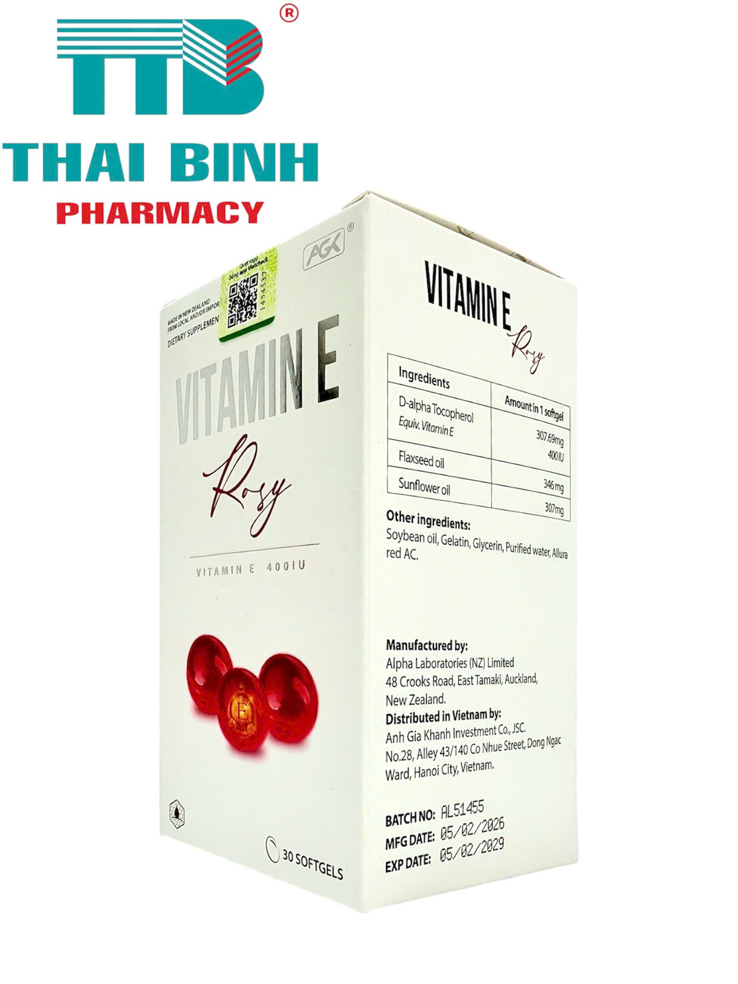 Vitamin E Rosy hộp 30 viên - Hỗ trợ chống oxy hóa