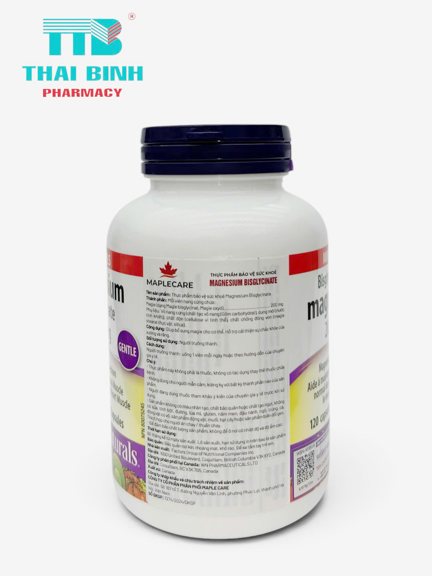 Magnesium Bisglycinate 200mg Webber Naturals Công Ty L/120v